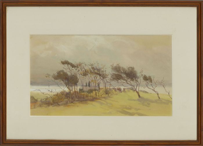 R. Mae Andrew - 1929 Watercolour, A Windy Day