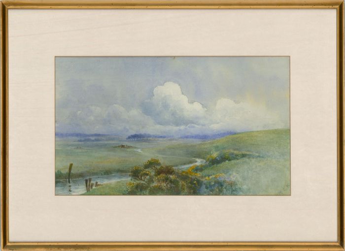 M.C.K. - 20th Century Watercolour, Landscape View with River