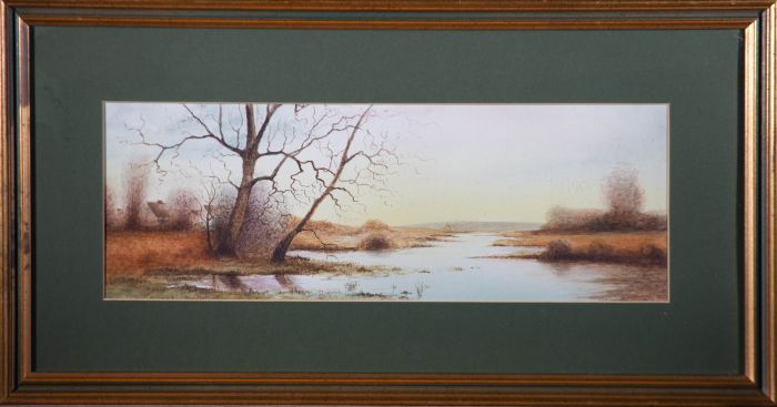 Mid 20th Century Watercolour - The Water Meadow In Autumn