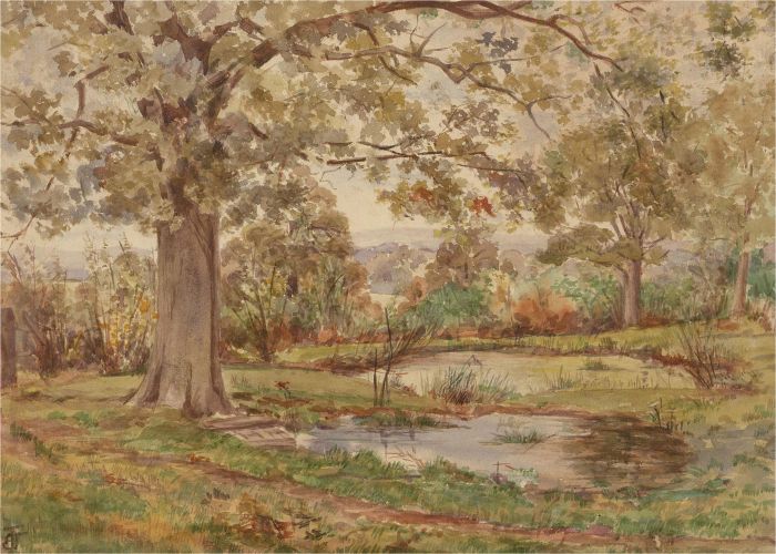 J.B.J. - 20th Century Watercolour, Ponds in Spring