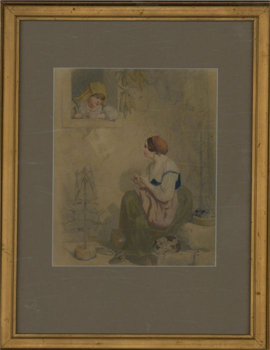 Framed Late 19th Century Watercolour - The Seamstress