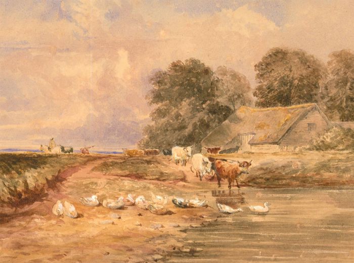 Early 20th Century Watercolour - The Farmyard Pond