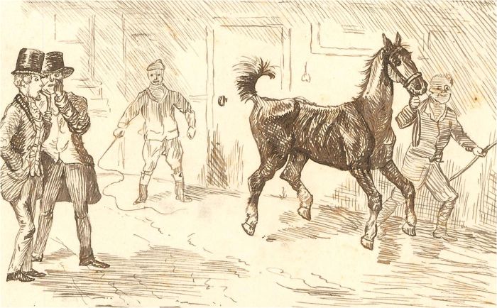 1866 Pen and Ink Drawing - Property of an Officer Going Abroad