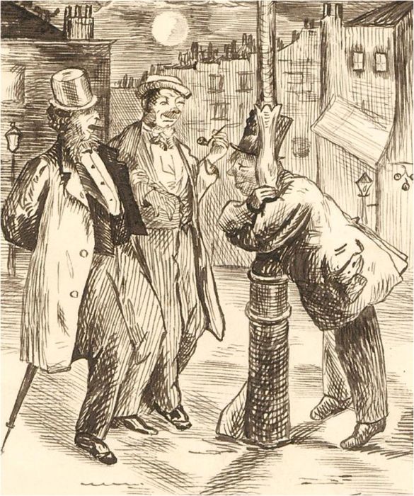 1866 Pen and Ink Drawing - Quite Excusable
