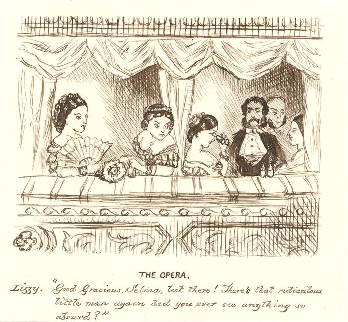 A Pair of 1866 Pen and Ink Drawings - The Opera
