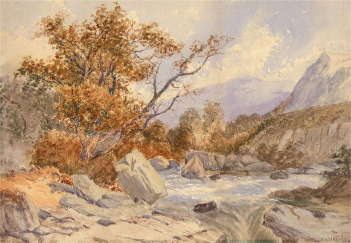 E.M. Sedgwick - 1880 Watercolour, Autumn River