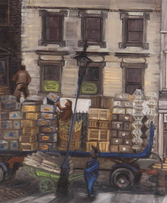 P. Woods - Mid 20th Century Gouache, Unloading Jaffa Cakes