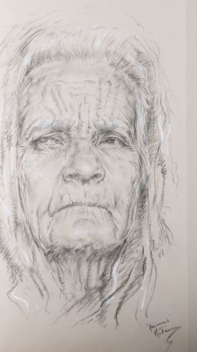 Franco Matania (1922-2006) - Signed 20th Century Charcoal Drawing, Abuela Sedera