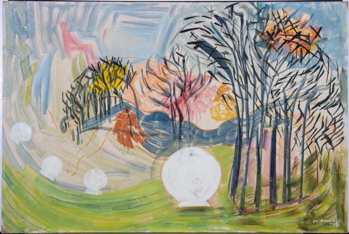 M. Rhodes - 1973 Oil, Circles and Trees