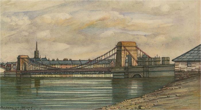 R. C. D - Mid 20th Century Watercolour, Montrose Suspension Bridge