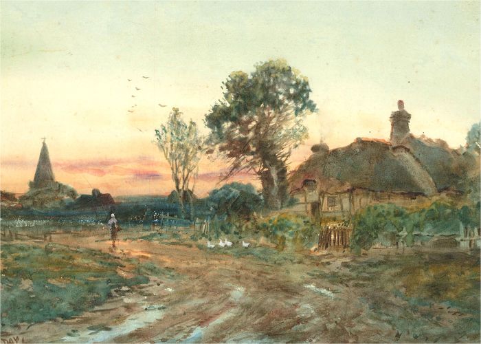 H. Day - Early 20th Century Watercolour, Evening Farm Scene