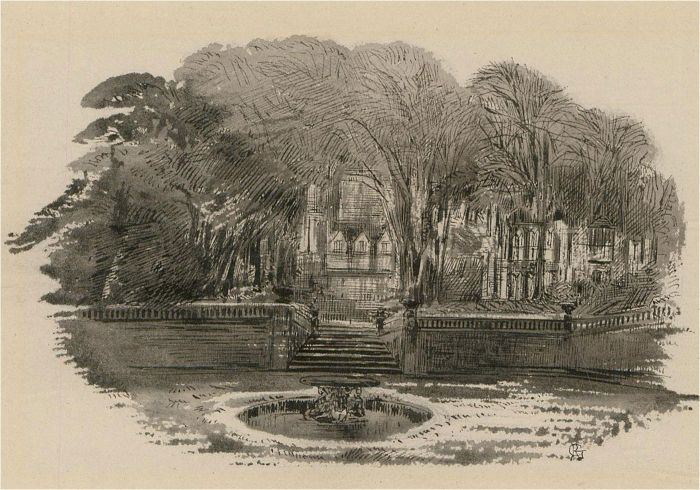 R.G. - Late 19th Century Pen and Ink Drawing, The Sunken Garden