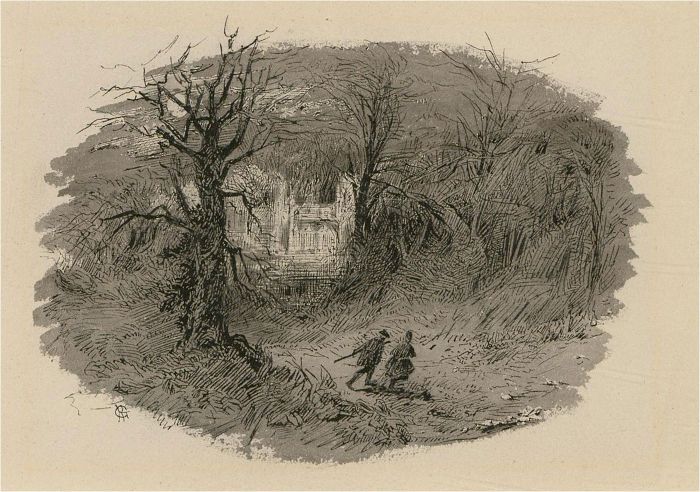 R.G. - Late 19th Century Pen and Ink Drawing, A Winter's Walk