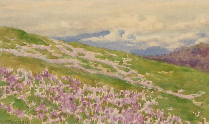 Sophie Atkinson (1876-1972) - 1936 Watercolour, Autumn Crocus above St Valentin
