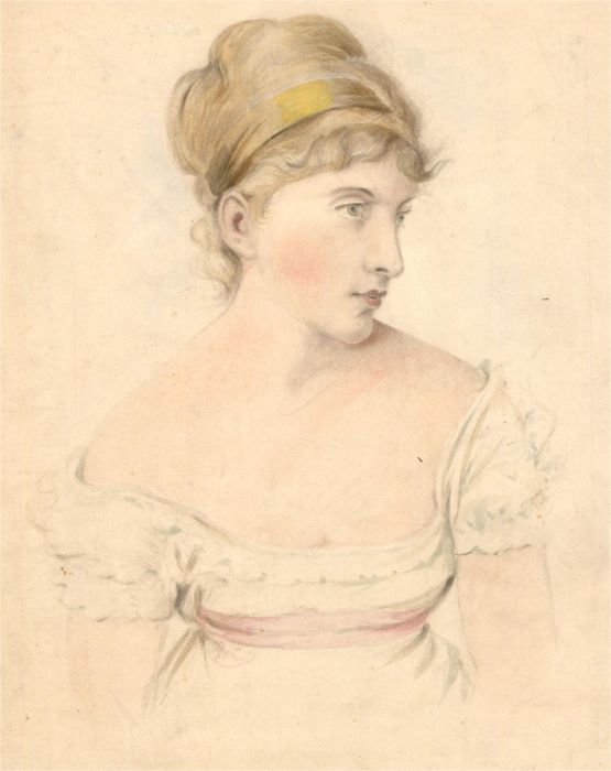 B.A.G. - Early 19th Century Watercolour, Portrait of a Regency Woman
