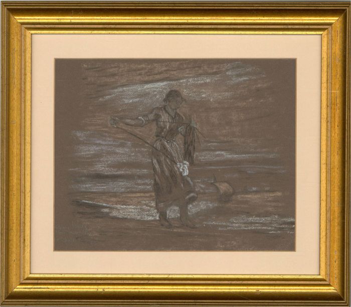 William Banks Fortescue (c.1855-1924) - 1884 Chalk Drawing, A Little More Yarn