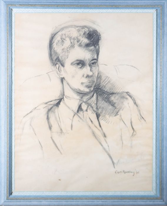 Ceri Barclay (b.1937) - 1961 Charcoal Drawing, Portrait of a Young Man