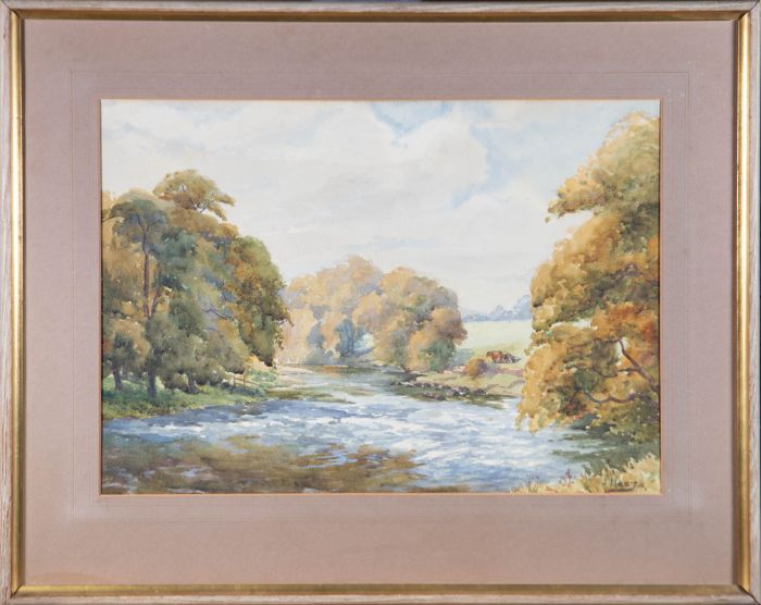 Joseph West (1882-1958) - 1918 Watercolour, Bend In The River