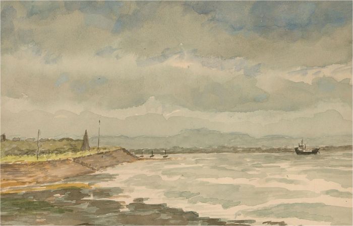E.F. Nixon - Mid 20th Century Watercolour, Coastal View