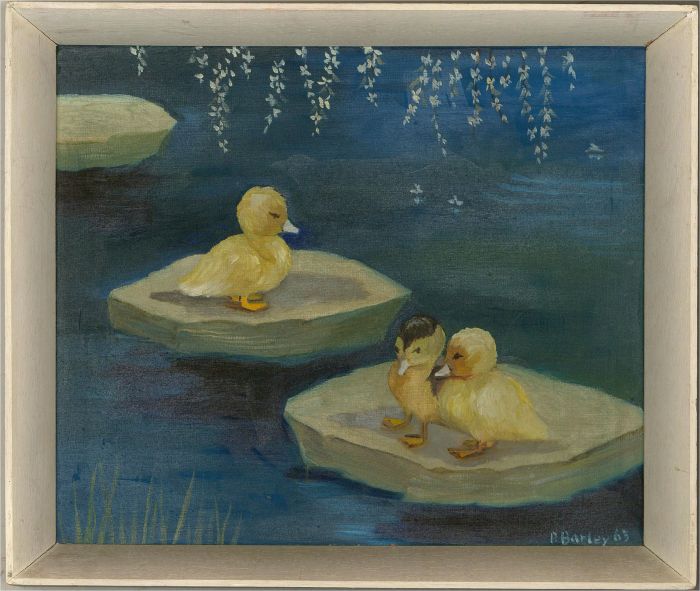 Peggy Barley - 1963 Oil, Sleepy, Fluffy Little Ducklings