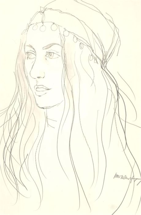 Peter Collins ARCA - Signed 1977 Graphite Drawing, Portrait of a Woman IV