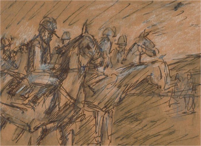 Peter Collins ARCA - Mid 20th Century Pen and Ink Drawing, Riding the Storm