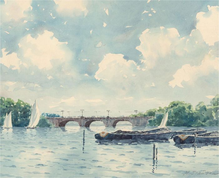 Hans Clausen (1896-1972) - Signed Mid 20th Century Watercolour, Binnenalster