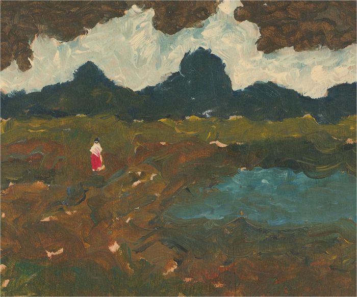 Mid 20th Century Oil - Figure in a Landscape