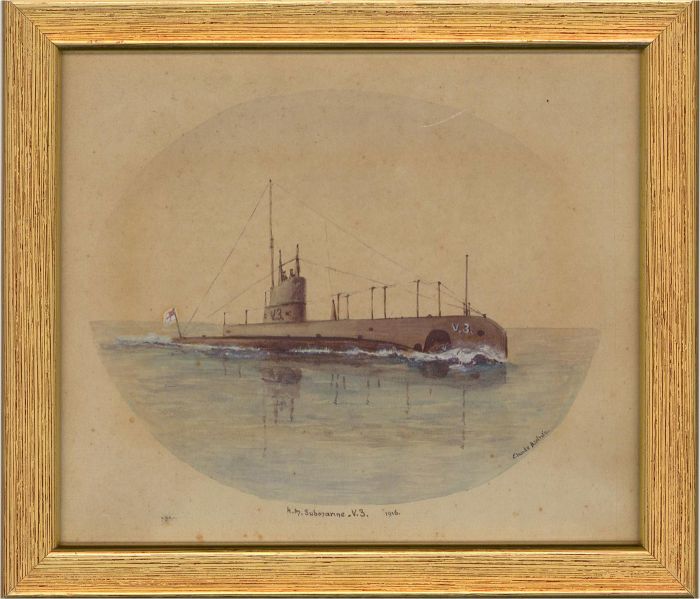 Claude A. White - A Pair of Early 20th C. Watercolours, Royal Navy Submarines