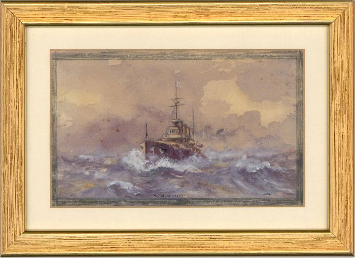 Claude A. White - A Pair of Early 20th Century Watercolours, Royal Navy Ships