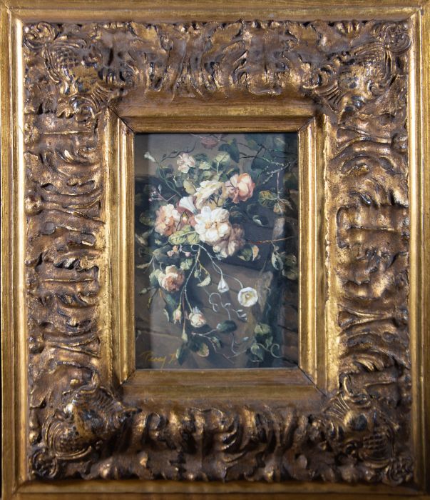 Perez - Ornately Framed 20th Century Oil, Spring Blooms