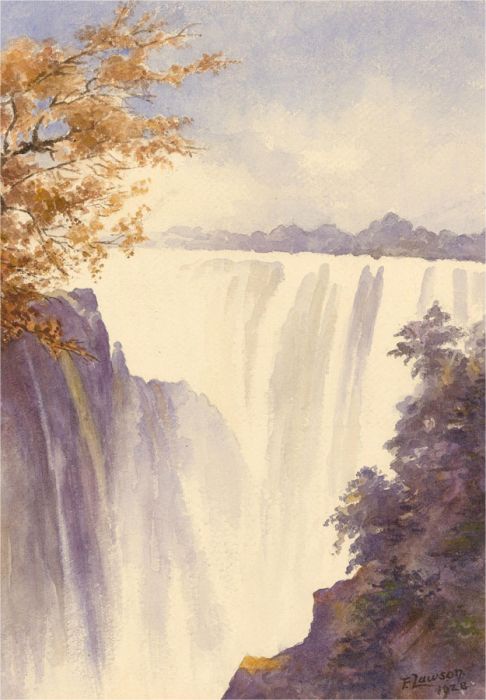 Frederick Lawson (1888-1968) - 1928 Watercolour, Victoria Falls