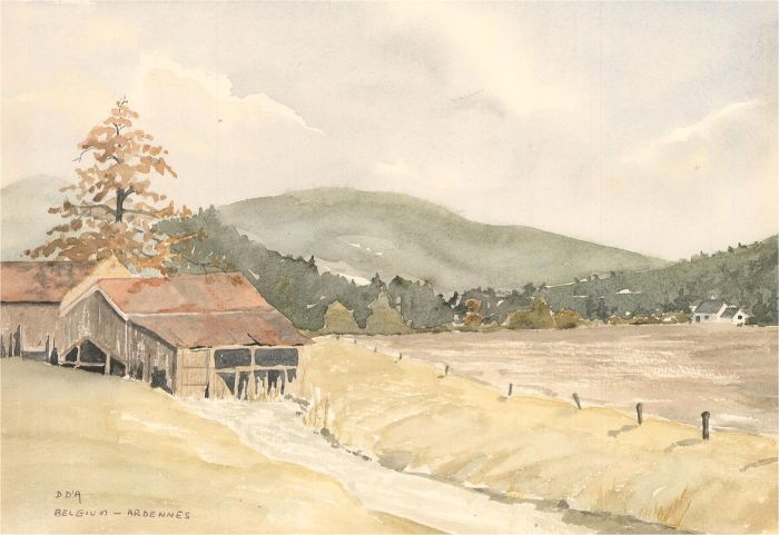 D.D.A - Signed Mid 20th Century Watercolour, The Belgium Farm