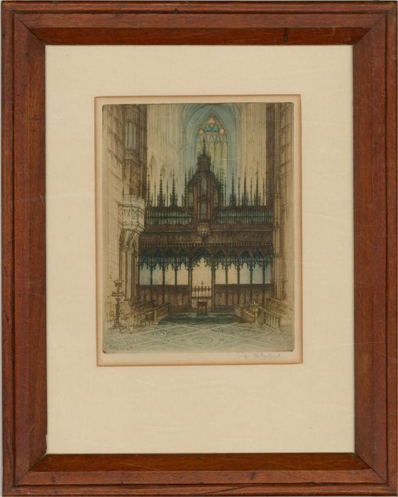 Edward Sharland (1884-1967) - Early 20th Century Etching, Rood Screen, Chester