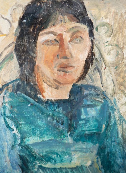 Edward Lewis (1936-2018) - Mid 20th Century Oil, Portrait of a Woman in Blue