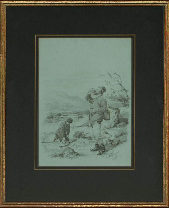F. P. Hopkins - Signed & Framed 1886 Watercolour, Thirsty Work