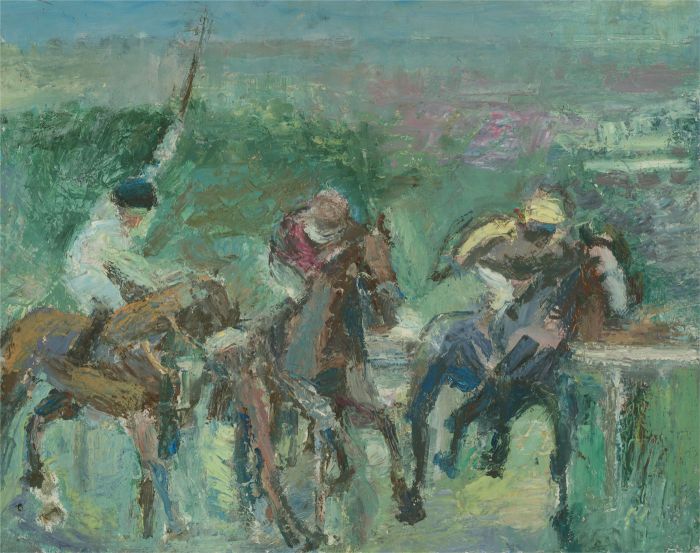 Edward Lewis (1936-2018) - Contemporary Oil, The Heat of the Race