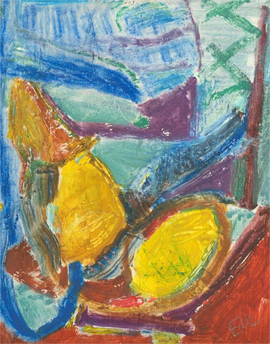 Edward Lewis (1936-2018) - Signed Contemporary Oil, Abstract Lemons