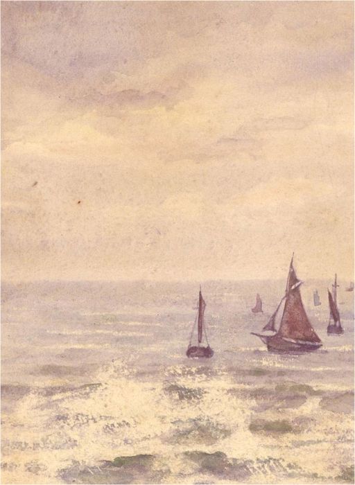 1886 Watercolour - Sailing Boats at Sea, Brighton