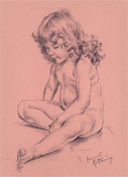 Franco Matania (1922-2006) - 20th Century Charcoal Drawing, Young Girl