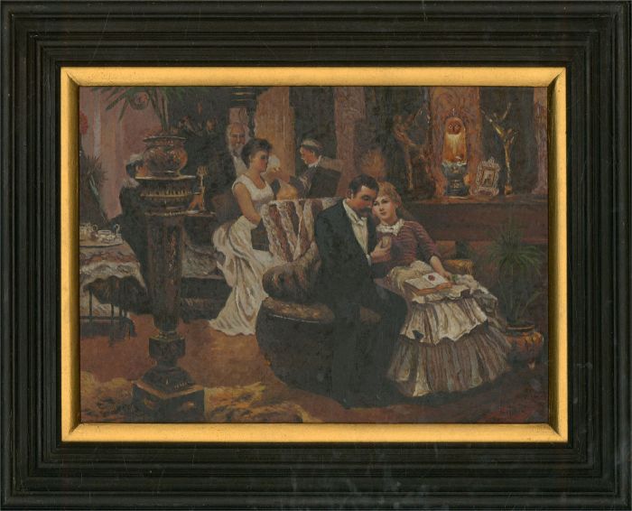 J. Harrow - Framed 20th Century Oil, The Secret Engagement