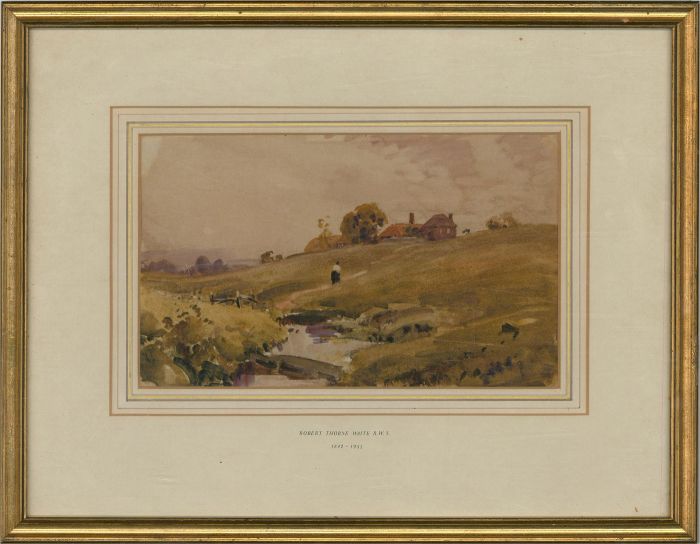 Robert Thorne Waite, RWS RBC ROI (1843-1935) Watercolour, Evening on The Heath