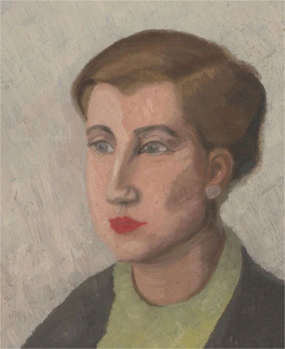 Mid 20th Century Oil - Woman with Red Lips