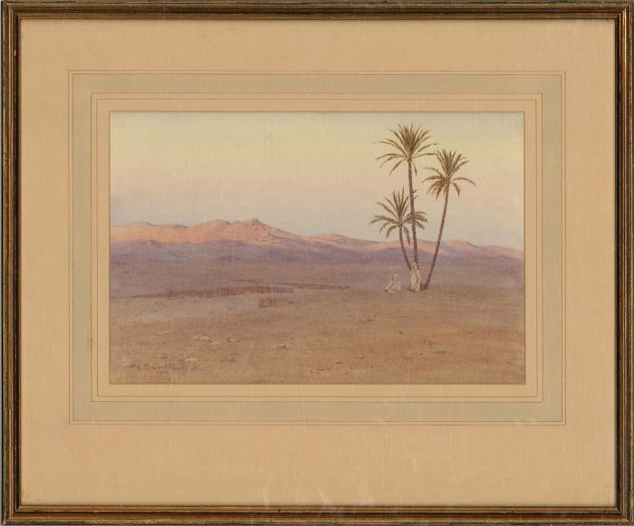 A.M. Goodall - 1910 Watercolour, Desert Scene
