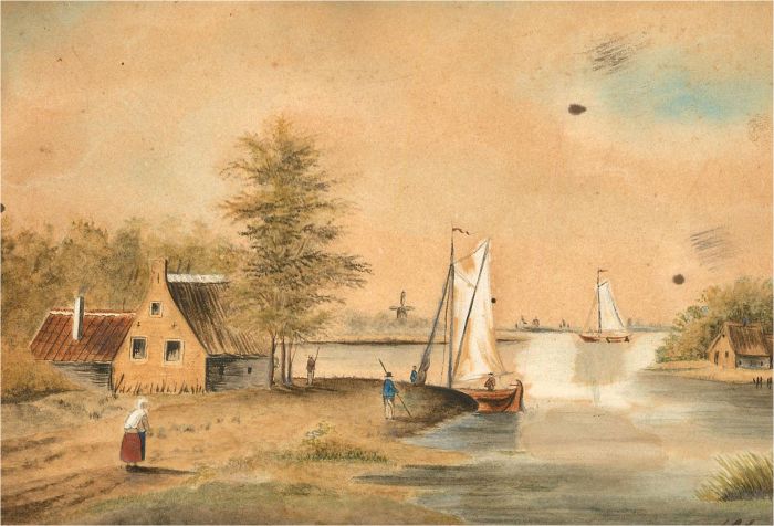 A.G. - Early 19th Century Watercolour, River Cottages