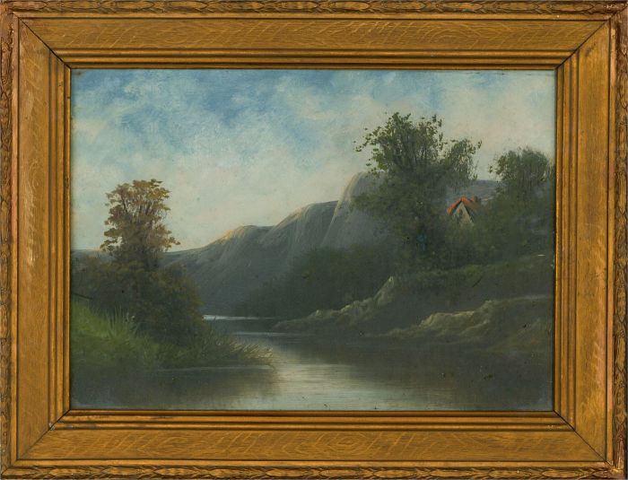 Framed Mid 20th Century Acrylic - Mountain River