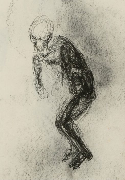 Mollie Paxton - 1956 Pen and Ink Drawing, Crouched Figure