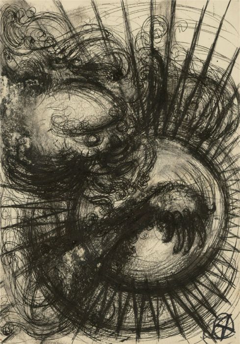 Mollie Paxton - 1956 Pen and Ink Drawing, Sun Demon