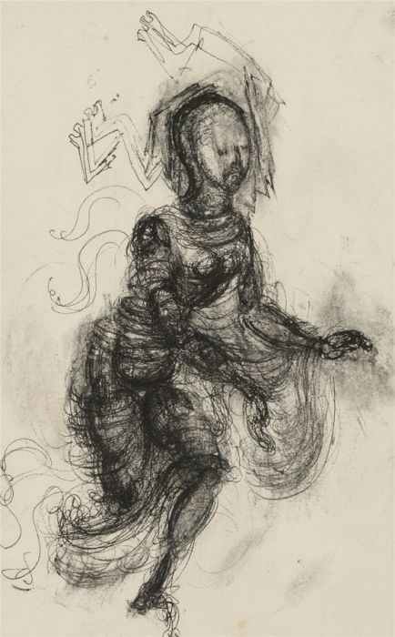 Mollie Paxton - 1956 Pen and Ink Drawing, Raising of Lazarus