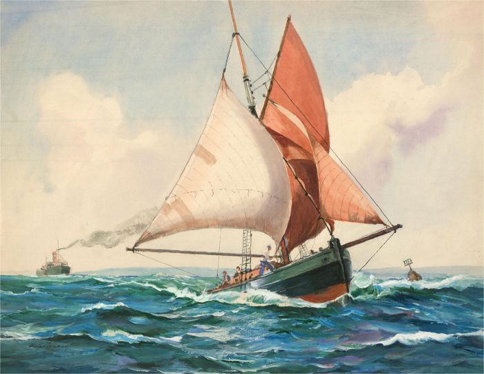 Peter Fraser - Mid 20th Century Watercolour, Strong Winds In The Sails